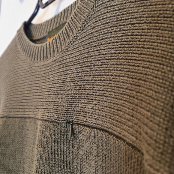 Timberland Heavy Knit Relaxed Sweater - Men's Medium Casual Pullover, Dark Green - Picture 3 of 8